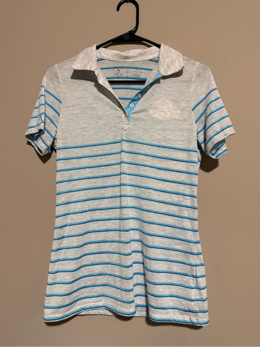 Antigua Light Gray & Blue Striped Polo